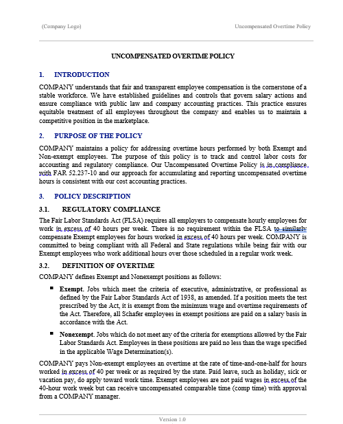 UNCOMPENSATED OVERTIME POLICY - Image 2